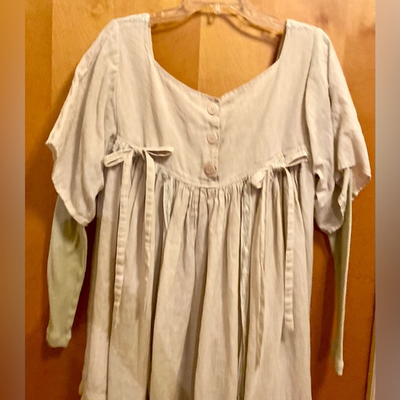 Ewa i Walla Vintage 100% Linen Ivory Dress w Beautiful Lace - Picture 6 of 9